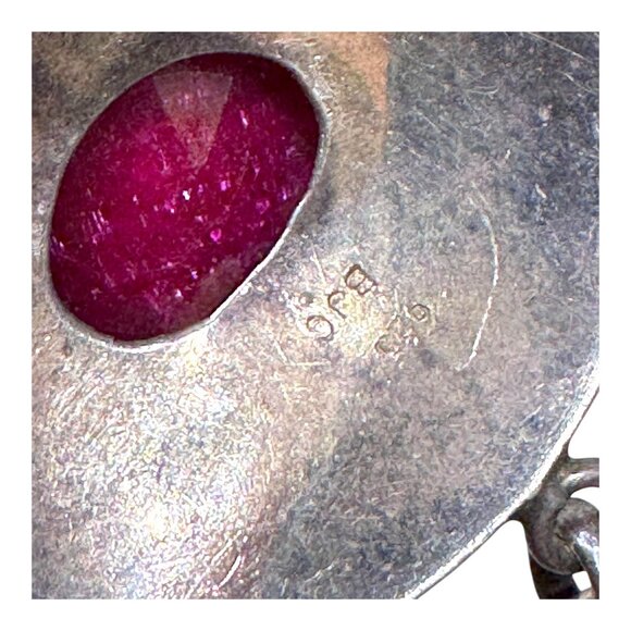 Samuel Benham BJC Sterling Silver Ruby Red Jewelry Set Necklace Bracelet Earring - Picture 13 of 15